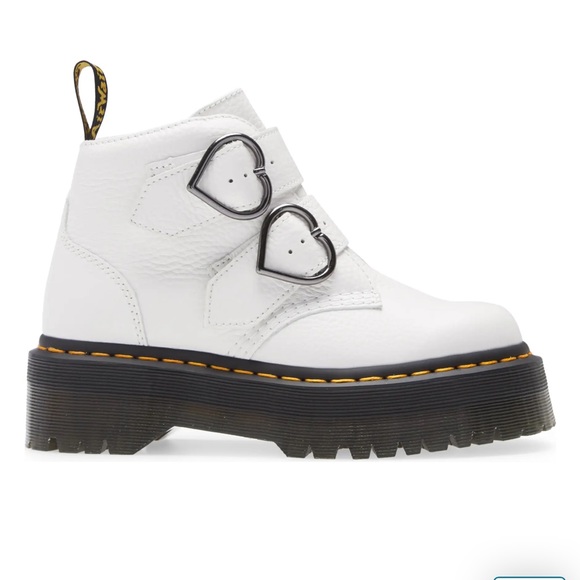 🆕 Dr. Martens Devon Heart Platform Leather Boots Sz 8 white - Picture 2 of 3